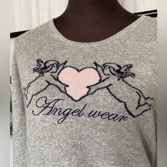 REDUCED FTC 100% (Fair Trade Cashmere) crew pullover sweater heather grey/pink - Picture 14 of 17